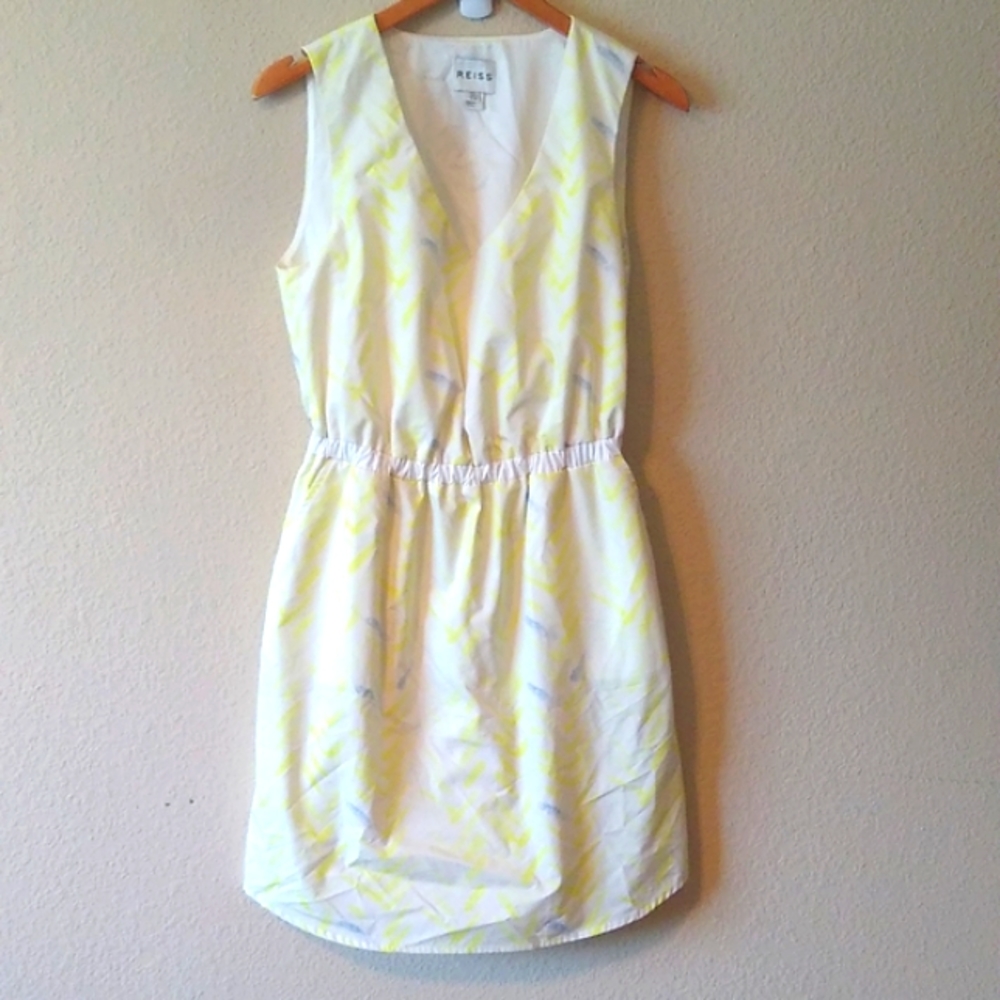 Reiss White and Yellow Mini Dress